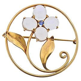 Retro Moonstone Flower Brooch Pin