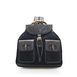 Gucci Bamboo Suede Drawstring Backpack