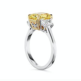 5 CARAT RADIANT CUT NATURAL FANCY INTENSE YELLOW DIAMOND ENGAGEMENT RING PLATINUM & 18K GOLD GIA CERTIFIED 4 CT FIY BY MIKE NEKTA