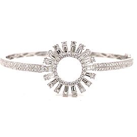 2.5 CTTW Diamond Sun Bangle Bracelet in 18K White Gold