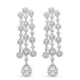 18K White Gold 4 3/4 Cttw Diamond Double Teardrop Waterfall Dangle Earrings (H-I Color, VS1-VS2 Clarity)