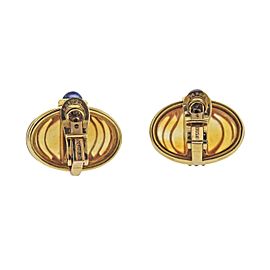 Bulgari Carved Citrine Sapphire Gold Earrings