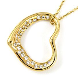 TIFFANY & Co 18K Yellow Gold Open Heart Diamond Necklace