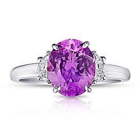 David Gross Oval Pink Sapphire and Diamond Platinum Ring