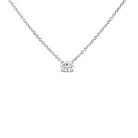 14K White Gold 3/8 Cttw Lab Grown Oval Solitaire Diamond East West 18" Pendant Necklace (F-G Color, VS2-SI1 Clarity)