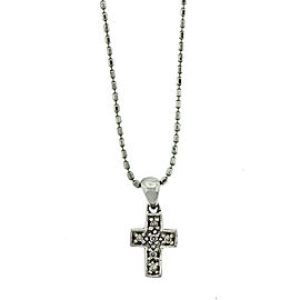 14k White Gold Diamond Cross Necklace