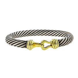 David Yurman 18k Yellow Gold and Steel Cable Belt Buckle Bracelet