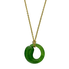 Tiffany & Co. 18k Yellow Gold Infinity Jade Necklace