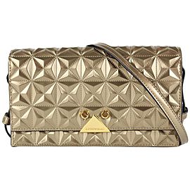 Emporio Armani Gold Geometric Quilted Crossbody Flap Bag 12AX1216