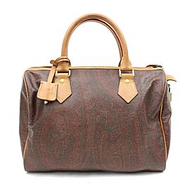 Etro Paisley Boston 82129 Burgundy Canvas Satchel