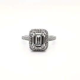 4 Carat Emerald Cut Lab Grown Diamond Engagement Ring Halo IGI Certified