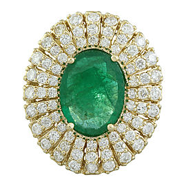 6.94 Carat Emerald 14K Yellow Gold Diamond Ring