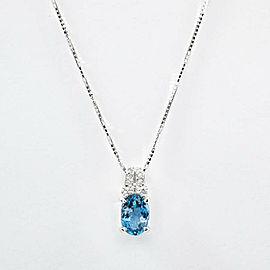 18K white Gold Diamond Aquamarine Necklace