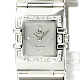 OMEGA Constellation Carre Quadra Diamond Steel Quartz Watch 1528.36 LXGoodsLE-303