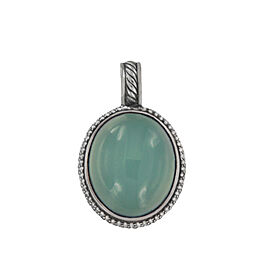 David Yurman Oval Aqua Chalcedony Diamond Pendant