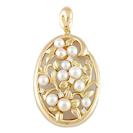 TASAKI 18K Yellow Gold Pearl diamond Lea top Pendant LXKG-328