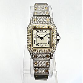 CARTIER SANTOS GALBEE 24mm Automatic 2 Tone Diamond Watch