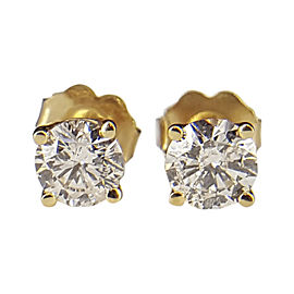 14K Yellow Gold and Diamond Stud Earrings