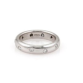 Estate Tiffany& Co Platinum Band with Etoile Set Round Diamonds