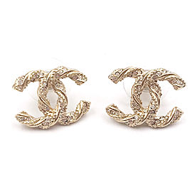 Chanel Gold Tone Hardware with Crystal CC Earrings