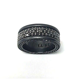 David Yurman Black Streamline Titanium Three-row Diamond Men's Ring