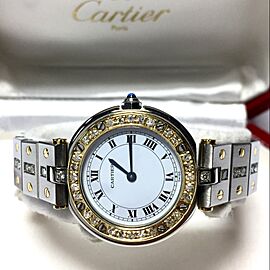 CARTIER SANTOS Ronde 27mm 2 Tone 0.72TCW DIAMOND Watch