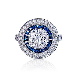 Andrea Vintage Style Round 4 Carat Round Brilliant Earth Mined Diamond Engagement Ring in 18kt White Gold. Halo