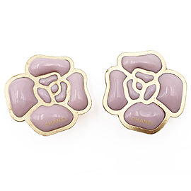 Chanel Gold Plated Pink Pop Up Camellia Clip On Earrings