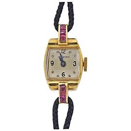 Tiffany & Co Retro Ruby Gold Ladies Watch