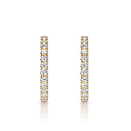 True 1.5 inch 9 Carat Round Brilliant Diamond Hoops Earrings in 14k Yellow Gold