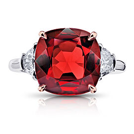 David Gross Cushion Red Spinel and Diamond Ring