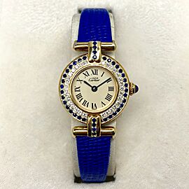 Must De CARTIER COLISÈE GP Silver DIAMONDS & Blue SAPPHIRES Watch