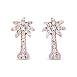 True 10K Rose Gold 1/4 Cttw Diamond Palm Tree Push Back Stud Earrings (H-I Color, I1-I2 Clarity)