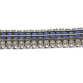 Platinum Diamonds French Cut Sapphire Bracelet