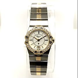 CHOPARD ST. MORITZ Quartz 24mm 18K Yellow Gold & Steel Watch 1.02TCW DIAMOND Bezel