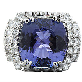 9.97 Carat Tanzanite 14K White Gold Diamond Ring