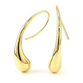 TIFFANY & Co 18K Yellow Gold Tear Drop Hook Pierced Earrings