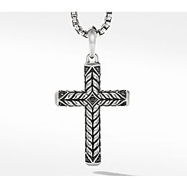 David Yurman Chevron Sculpted Cross with Pave Black Diamonds