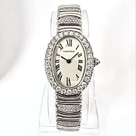 CARTIER BAIGNOIRE 22mm 18K White Gold 4.58TCW Watch