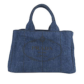 Prada Canapa Logo Denim Tote Bag