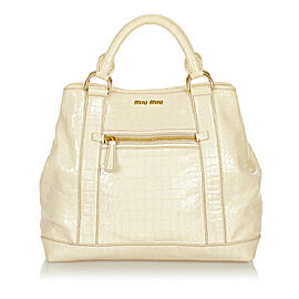 Miu Miu Croc Embossed Leather Satchel