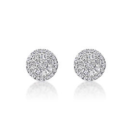 Maeve 1.25 Carat Pizza Wheel Baguette Diamond Stud Earrings in 14k White Gold