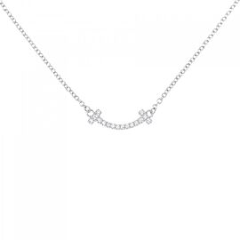 TIFFANY & Co T Smile mini 18k White Gold Diamond Necklace LXGKM-266