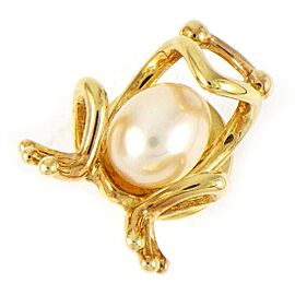 MIKIMOTO 18K Yellow Gold Frog Motif Pearl Brooch LXWBJ-682