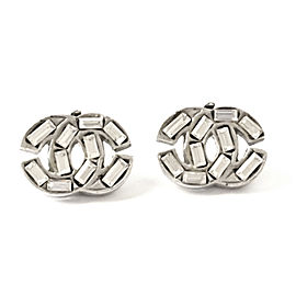 Chanel Silver-Tone Crystal CC Classic Earrings