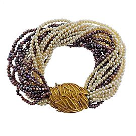 French Gold Pearl Multi Strand Bracelet