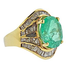 9 Carat Emerald Diamond Gold Cocktail Ring