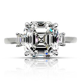 6 CARAT ASSCHER CUT E COLOR VVS1 CLARITY 3 STONE DIAMOND ENGAGEMENT RING 18K WHITE GOLD GIA CERTIFIED 5 CT E VVS1 BY MIKE NEKTA