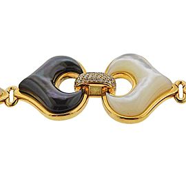 Marina B Gold Diamond Black White Mother of Pearl Bracelet