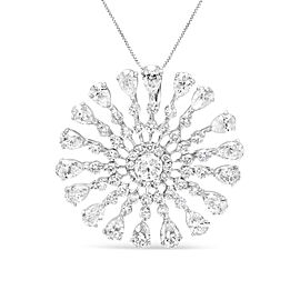 18K White Gold 5 1/4 Cttw Round and Pear-Cut Diamond Sun Shaped 18" Pendant Necklace (F-G Color, VS1-VS2 Clarity)